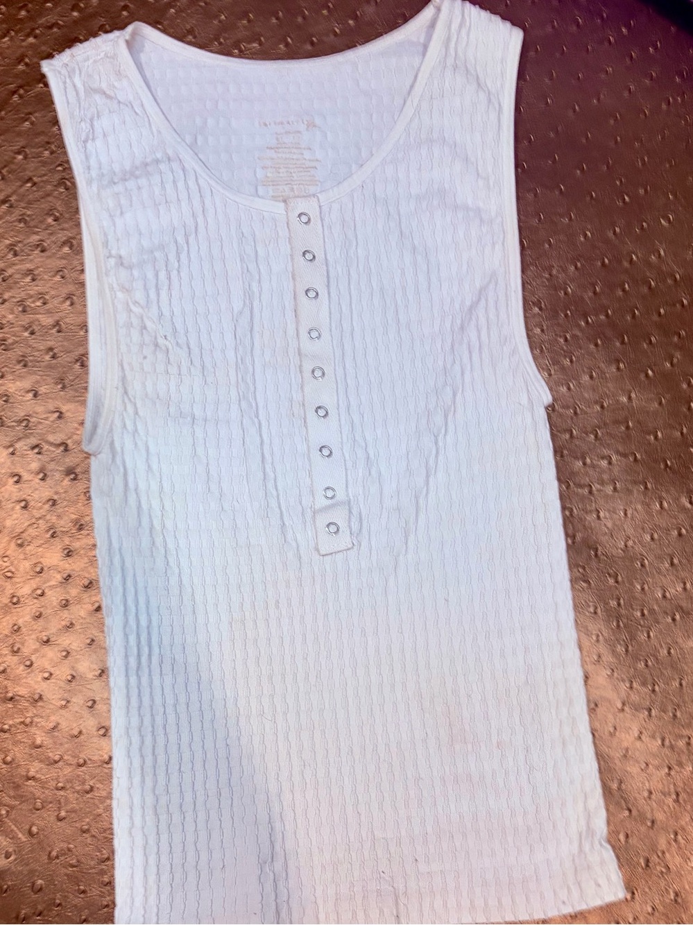 NWOT Free People White Ribbed Snap-Front Tank Top